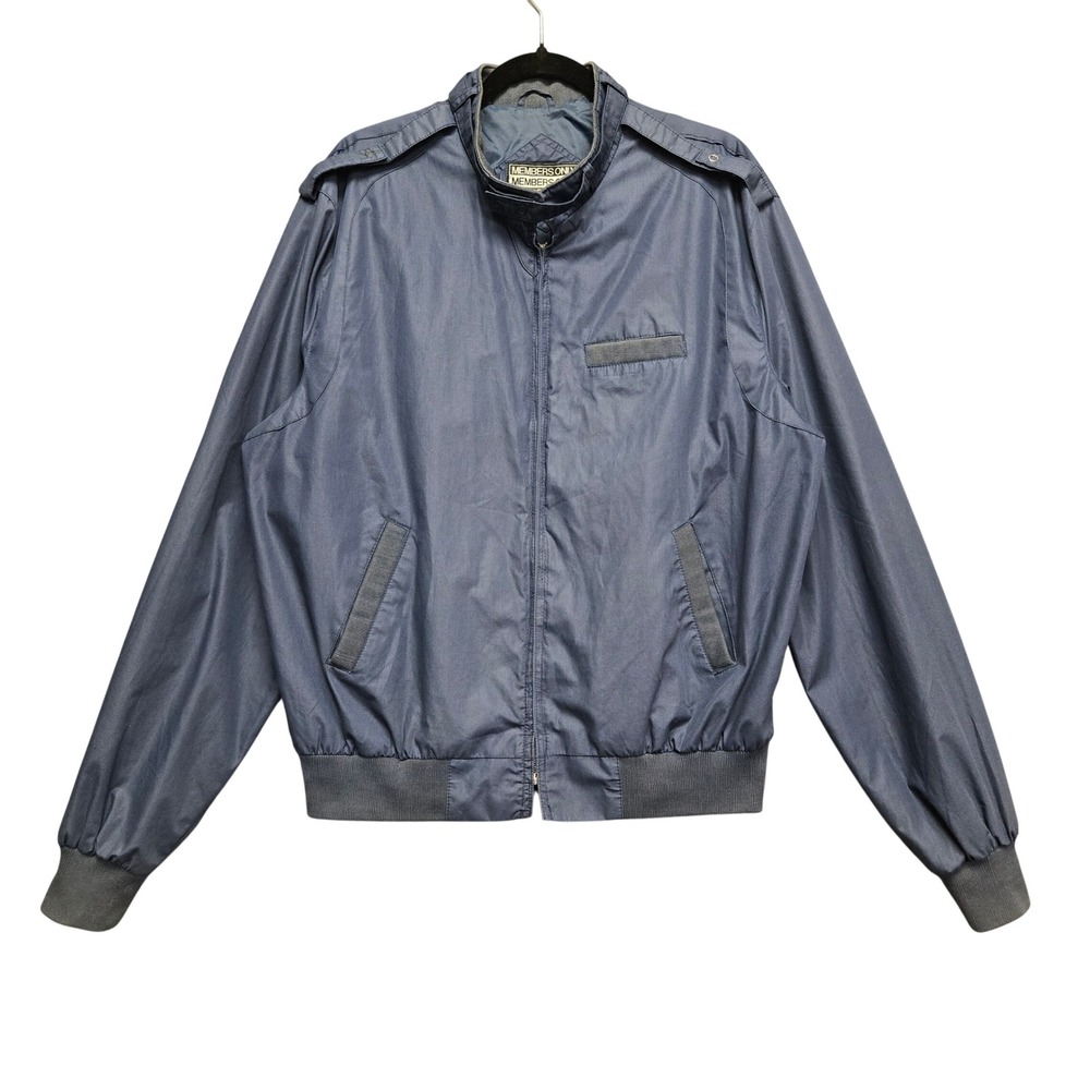 Members Only Racer Jacket Vintage 80s Bomber 46L Blue Iconic Epaulets Coat